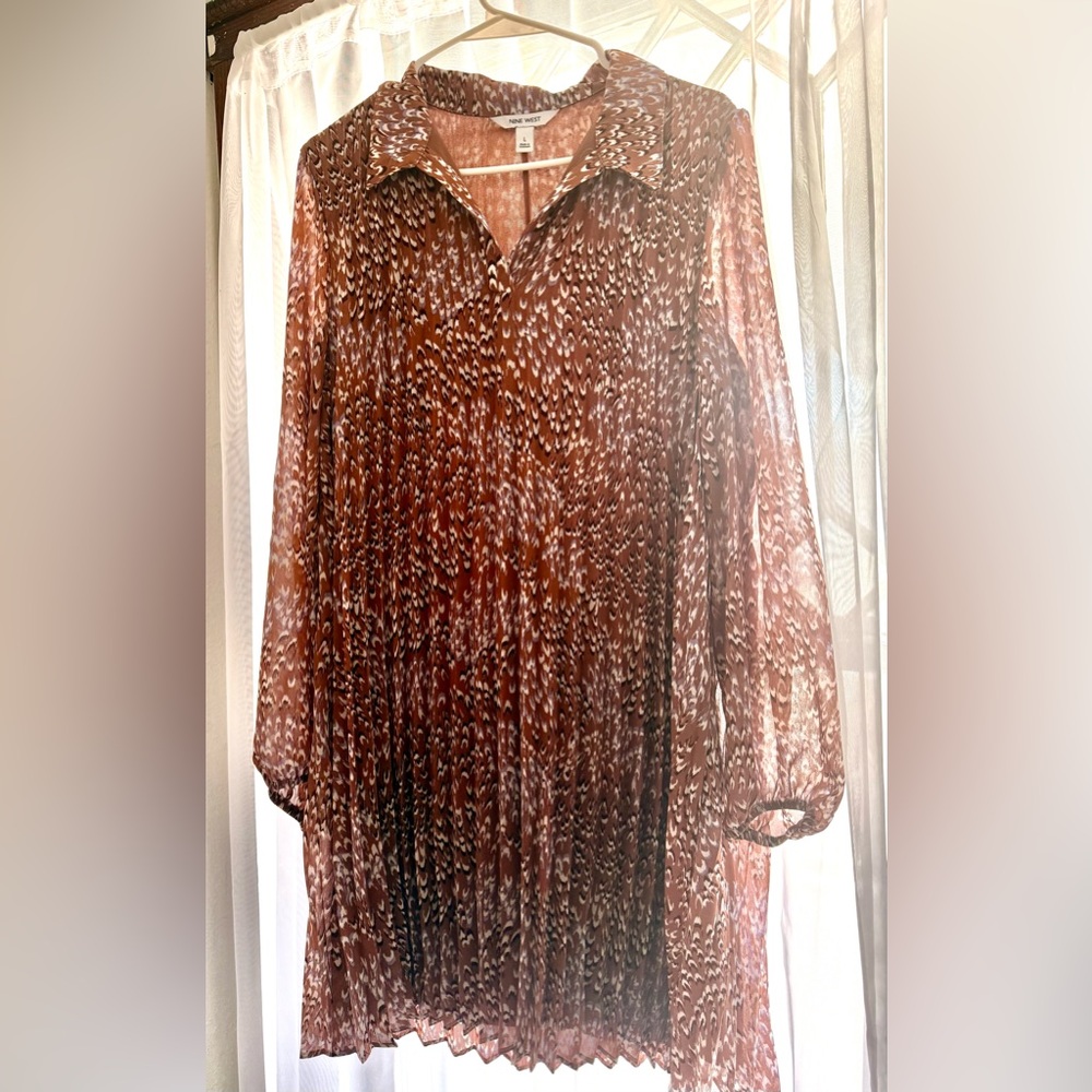 Nine West Rust Brown Printed Knee length dress